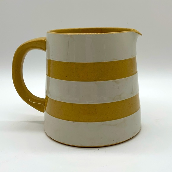 TG Green Cornishware Gold Yellow White Banded Jug Pitcher Judith Onions 4.5” HTF - Picture 4 of 11